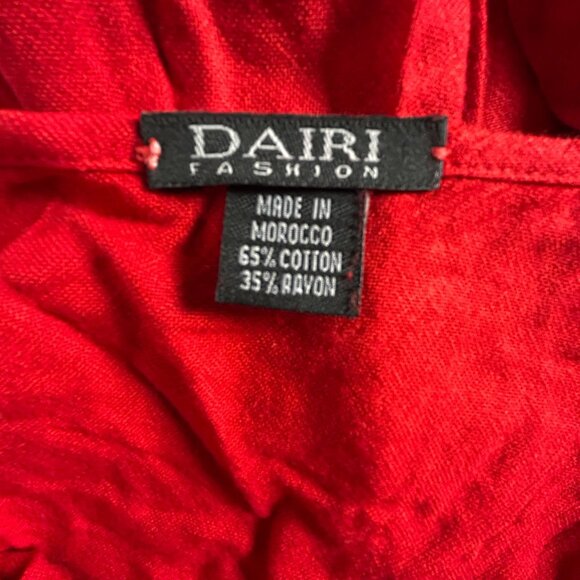 Dairi Fashion Womens Red Fringe Cowl Neck 3/4 Dolman Sleeve Top Loose Fit Casual - Picture 3 of 7